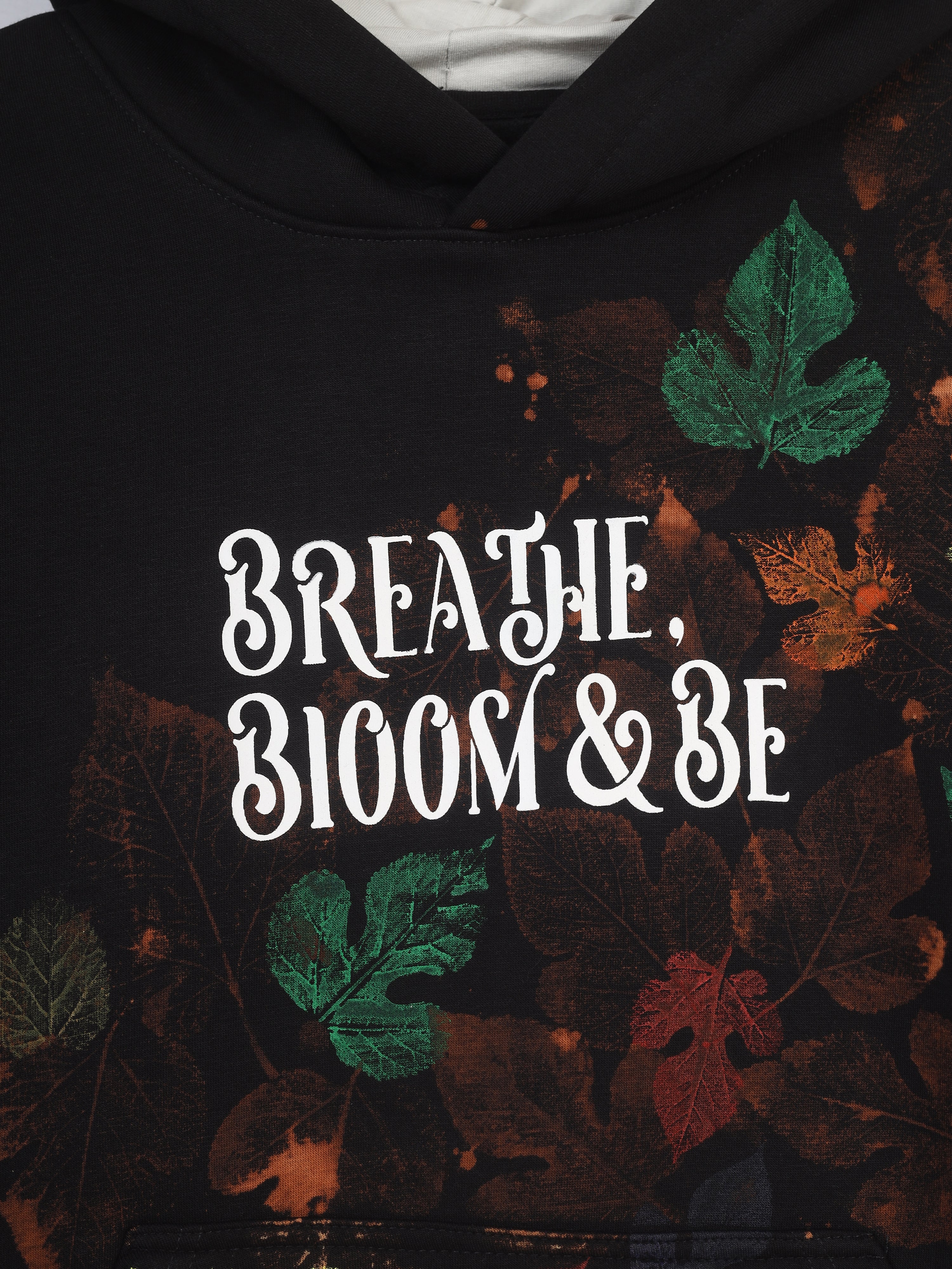 Handcrafted Oversized Hoodie | ‘Breathe, Bloom & Be’ | Leaf Print Design | One-of-a-Kind Streetwear (Made to Order)