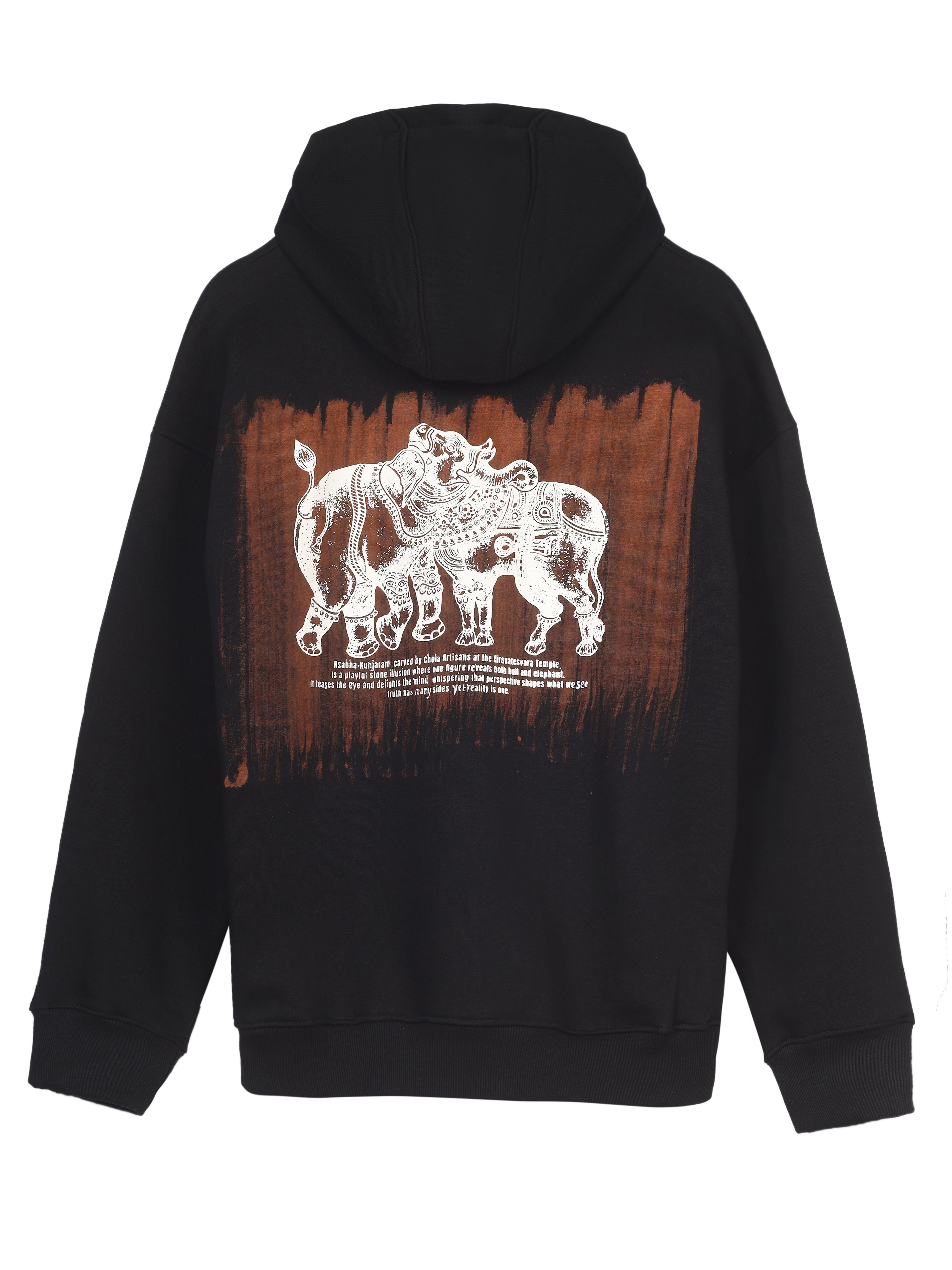 Handcrafted Oversized Hoodie | ‘Rishabh-Kunjaram’ Temple Art Print | One-of-a-Kind Heritage Streetwear (Made to Order)