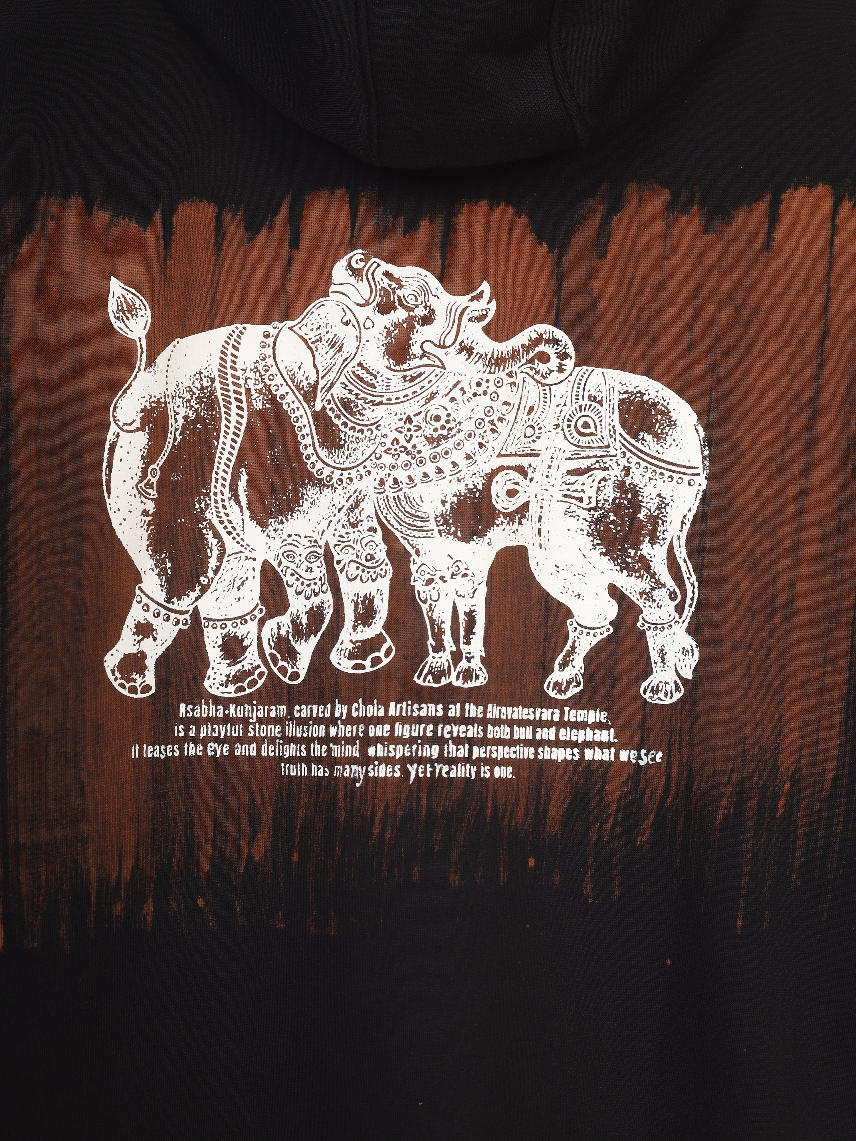 Handcrafted Oversized Hoodie | ‘Rishabh-Kunjaram’ Temple Art Print | One-of-a-Kind Heritage Streetwear (Made to Order)