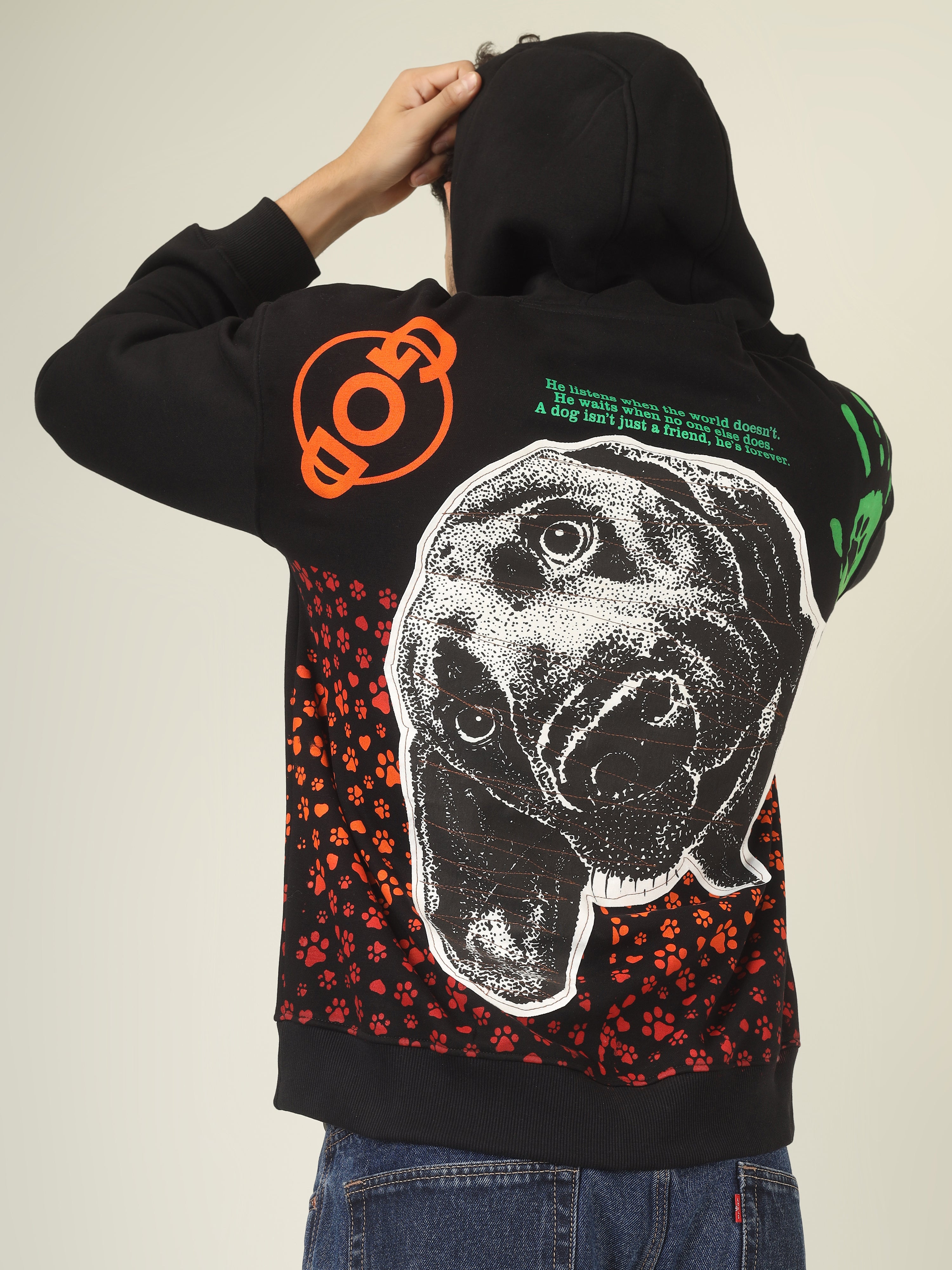 Handcrafted Oversized Hoodie | ‘OBEY’ Dog Tribute Design | One-of-a-Kind Streetwear for Dog Lovers (Made to Order)