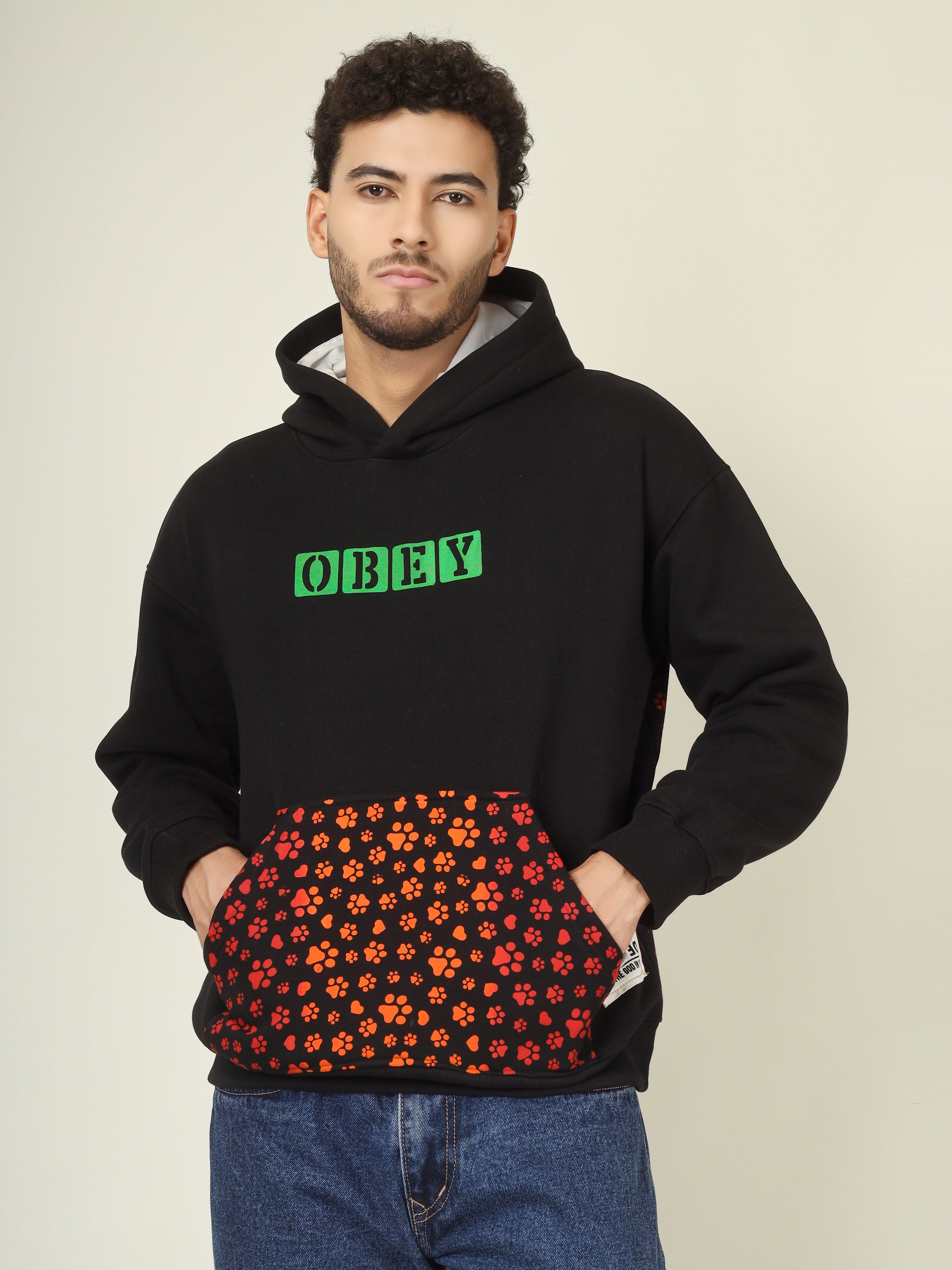 Handcrafted Oversized Hoodie | ‘OBEY’ Dog Tribute Design | One-of-a-Kind Streetwear for Dog Lovers (Made to Order)