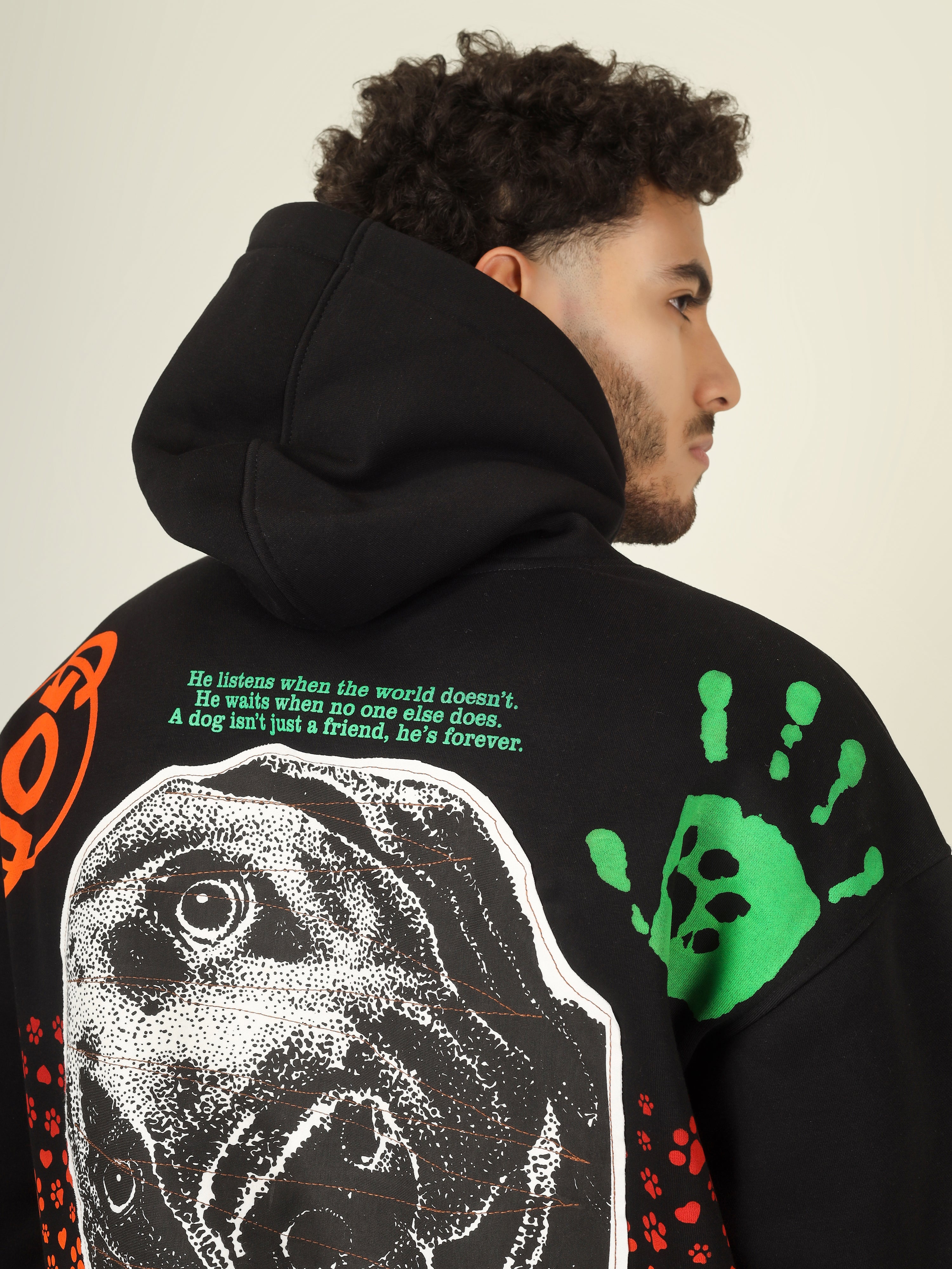 Handcrafted Oversized Hoodie | ‘OBEY’ Dog Tribute Design | One-of-a-Kind Streetwear for Dog Lovers (Made to Order)