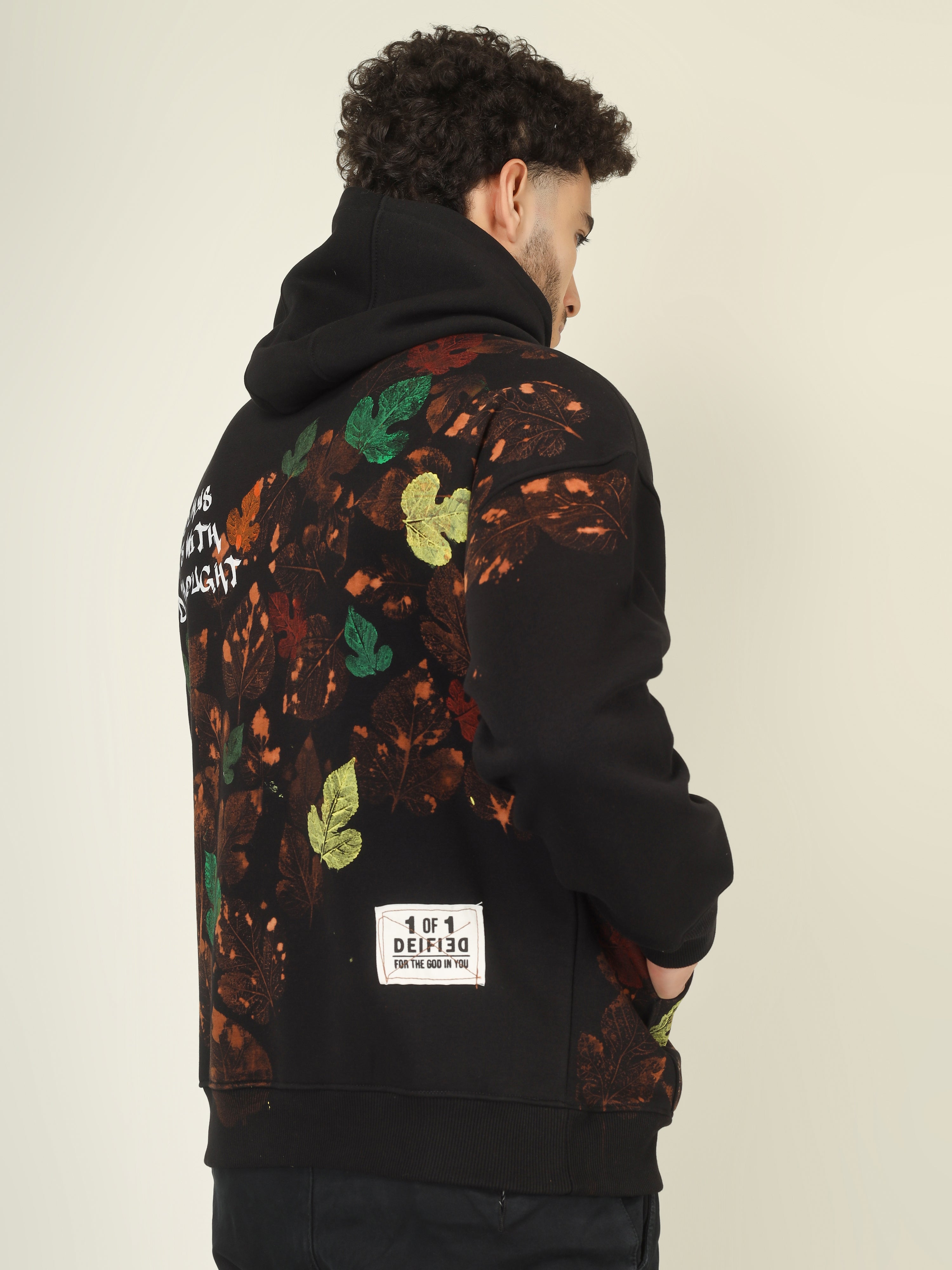 Handcrafted Oversized Hoodie | ‘Breathe, Bloom & Be’ | Leaf Print Design | One-of-a-Kind Streetwear (Made to Order)