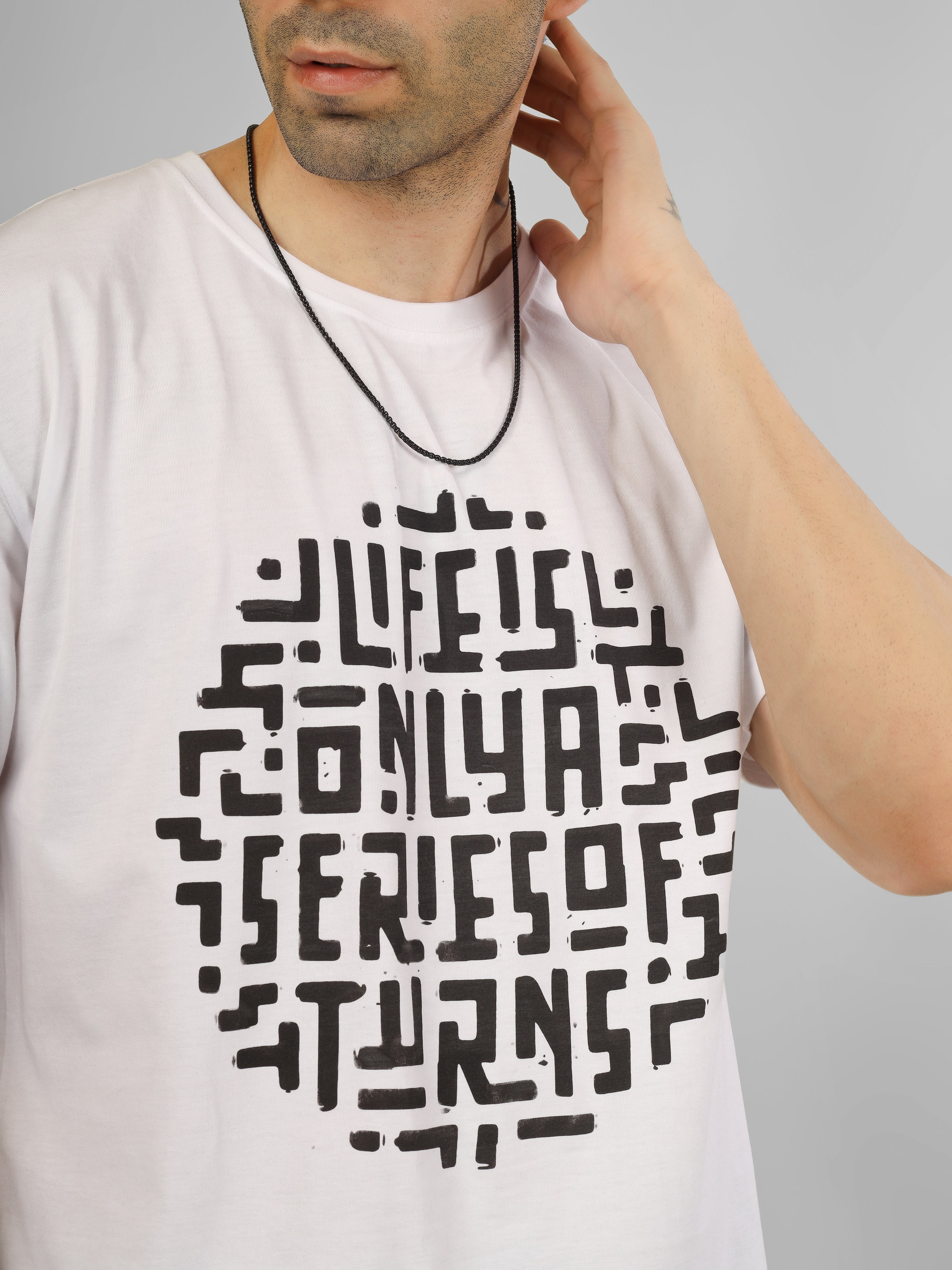 "Life is Only a Series of Turns” Maze Graphic Oversized T-shirt