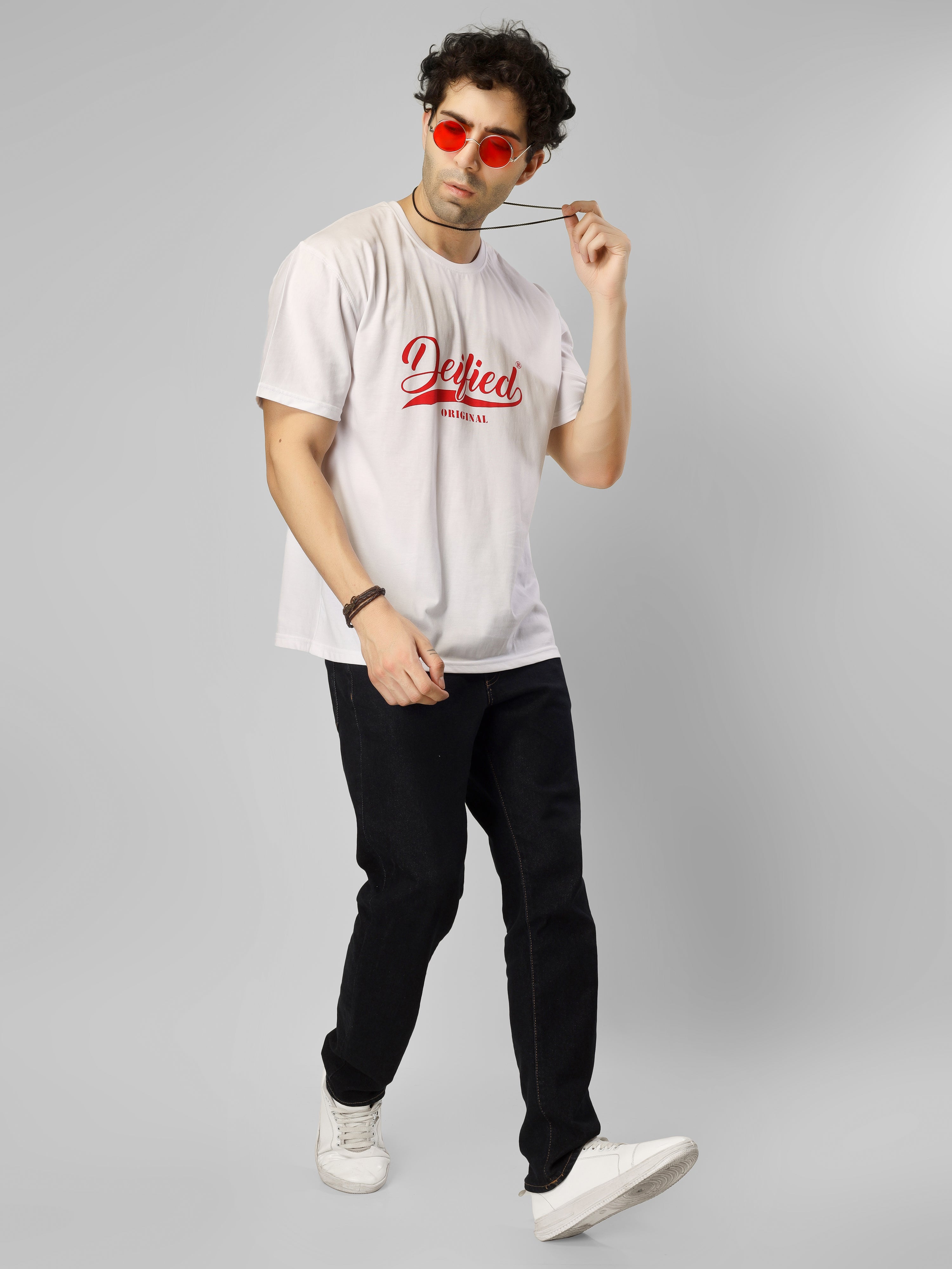 DEIFIED Red Swoosh Edition | Unisex Oversized Cotton Streetwear Tee