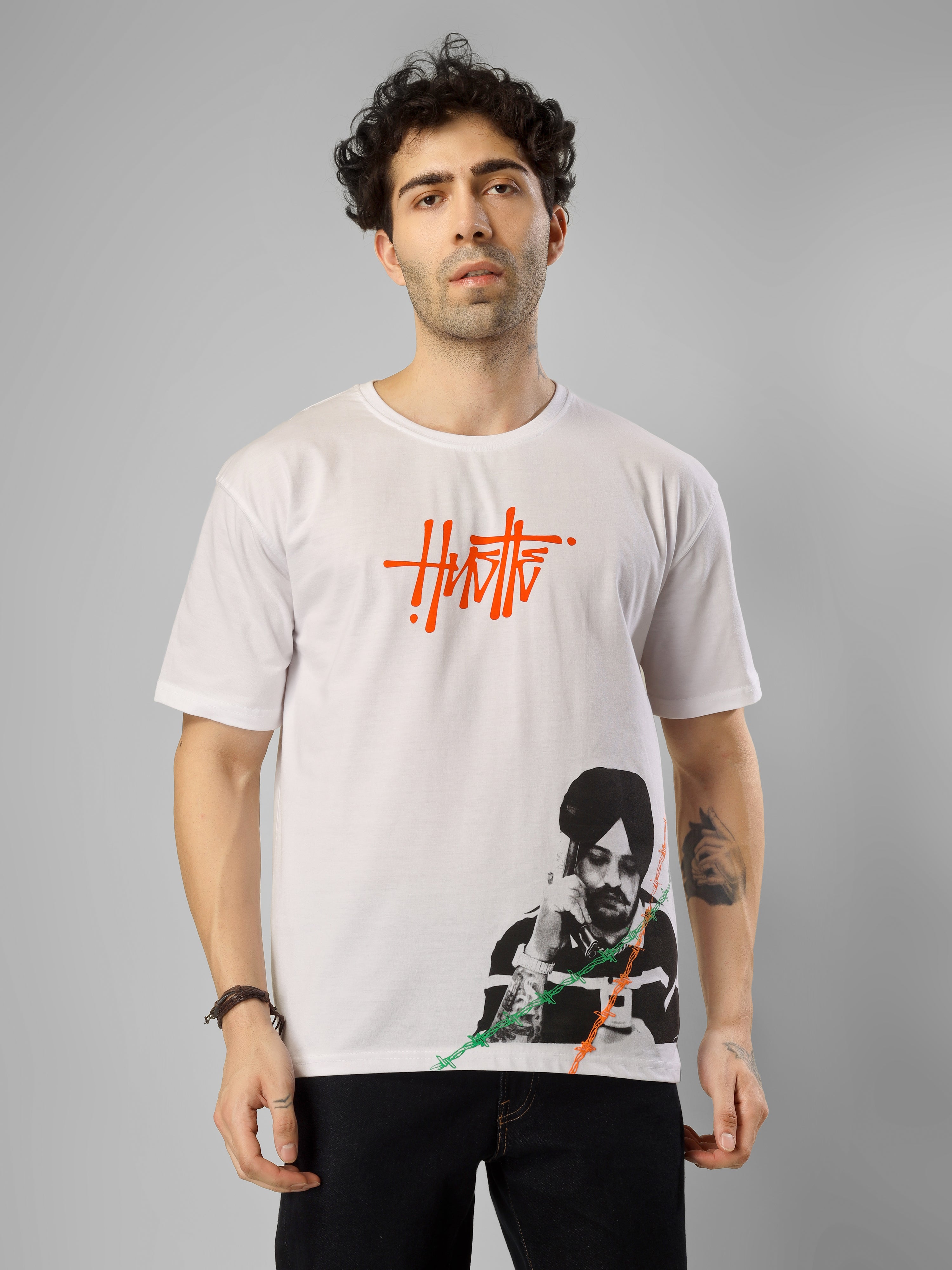 “Hustle – Sidhu Moosewala” Unisex Oversized Cotton T-Shirt Desi Streetwear