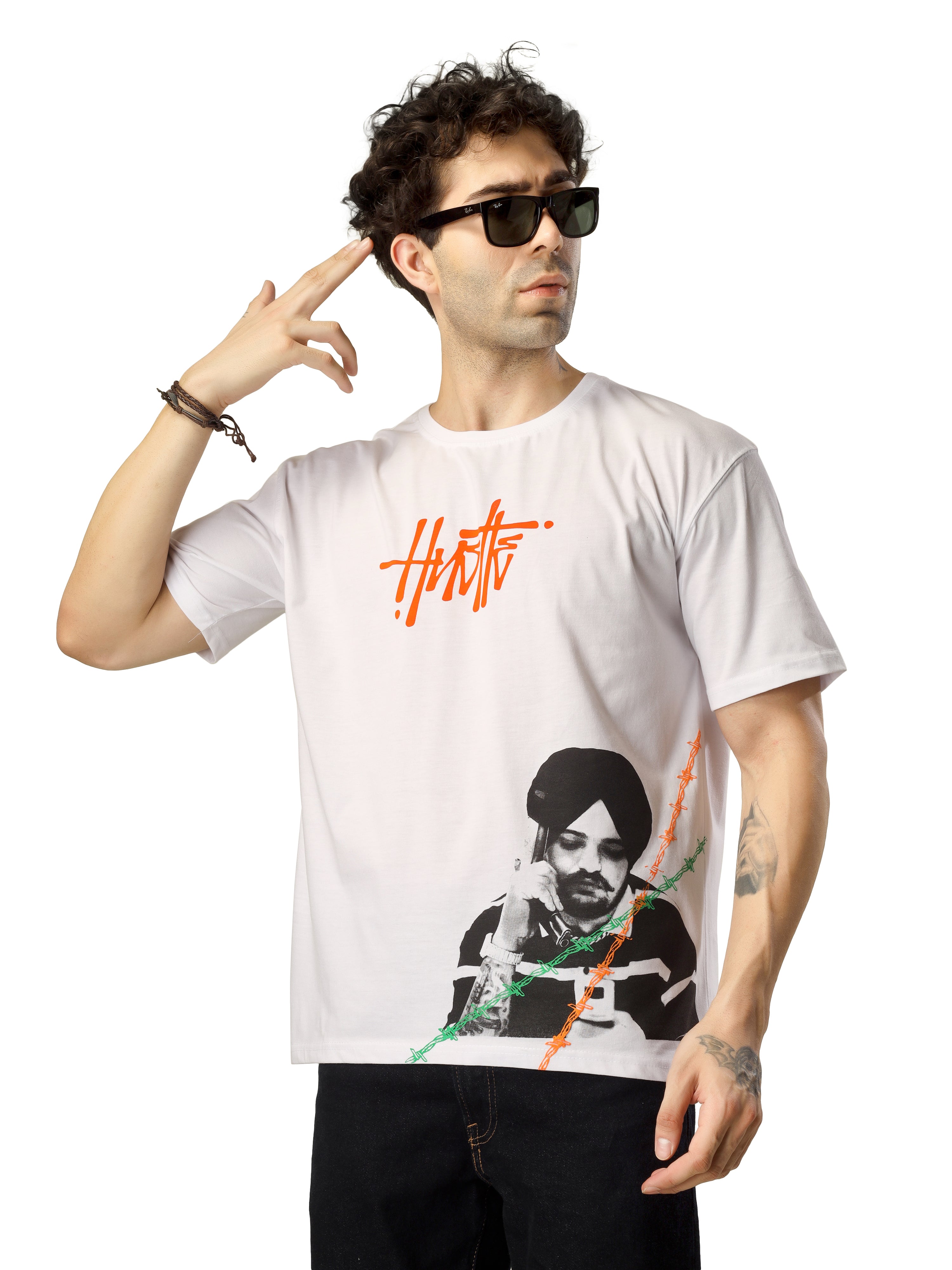 “Hustle – Sidhu Moosewala” Unisex Oversized Cotton T-Shirt Desi Streetwear