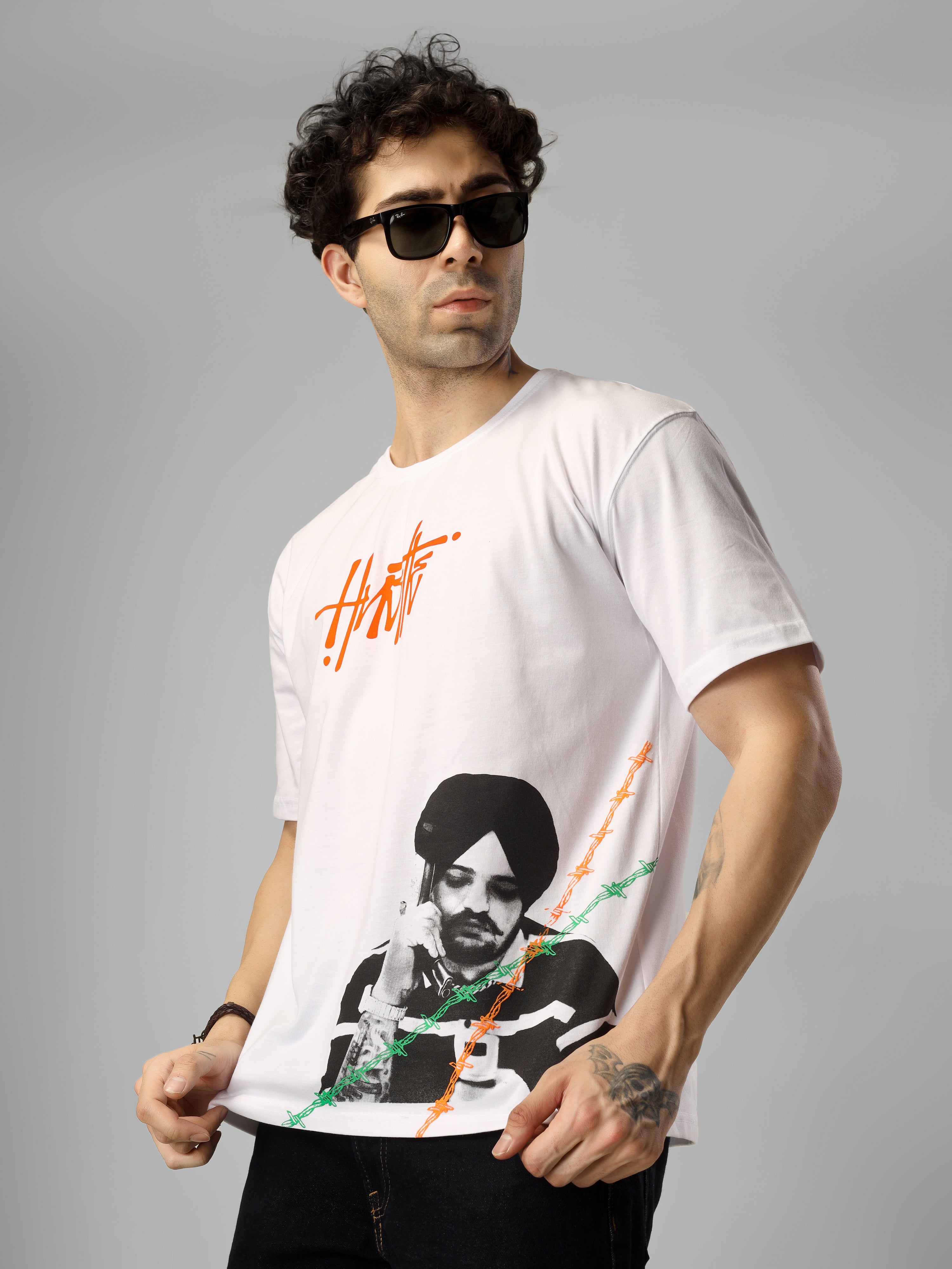 “Hustle – Sidhu Moosewala” Unisex Oversized Cotton T-Shirt Desi Streetwear